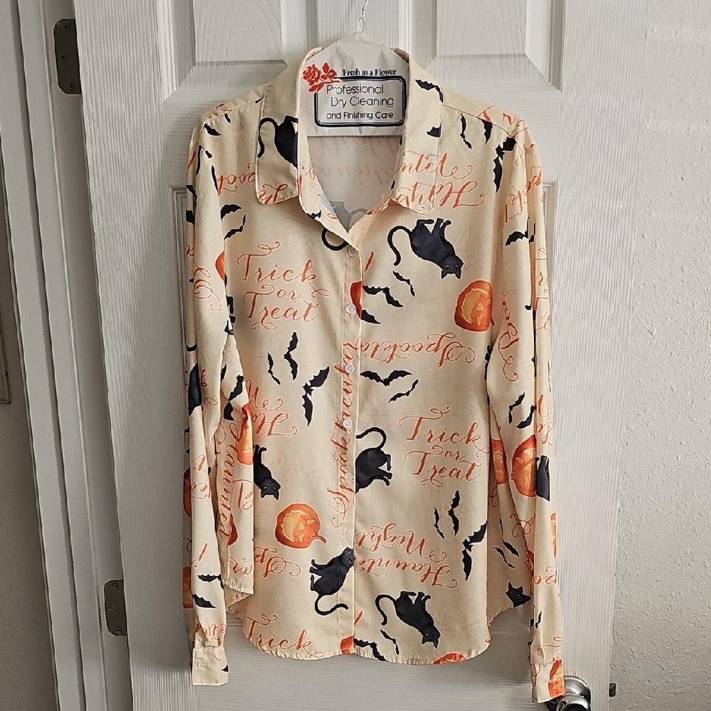 TRUCK OR TREAT Halloween Themed Button-Up Shirt